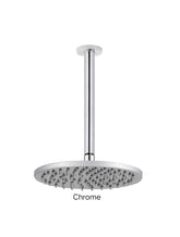 Meir ROUND Ceiling Shower 200mm Rose, 300mm Dropper In Chrome - Matte Black - Tiger Bronze - Champagne - Brushed nickel